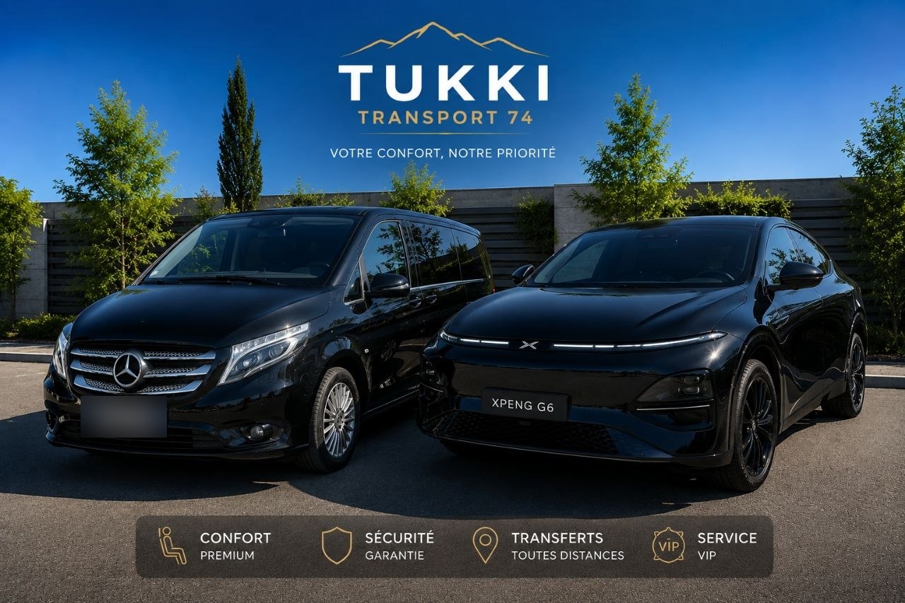 Tukki Transport 74 — van Mercedes noir et SUV électrique XPeng G6 full black